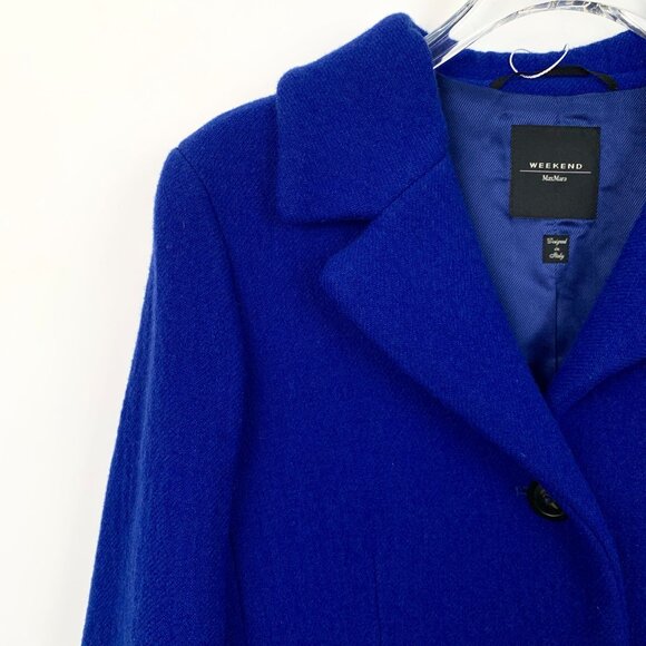 Max Mara Weekend Womens Blue Wool Blend Coat Size 36 Made In Italy - Picture 3 of 6